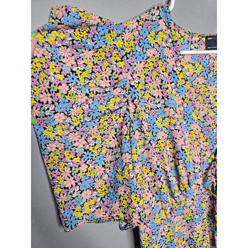 ASOS Design Curve Pink Floral Maxi-Dress V-neck size 18 - Picture 3 of 12